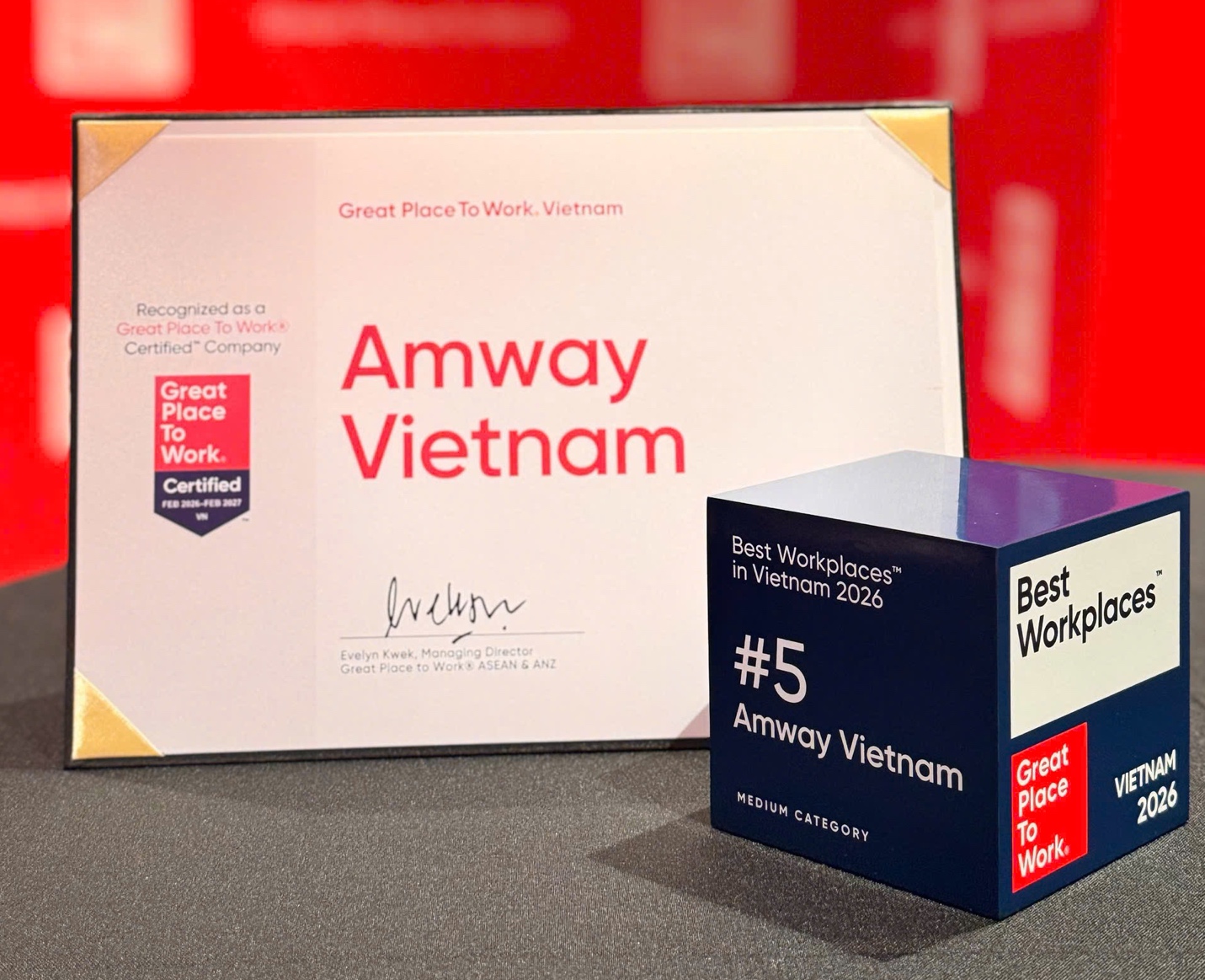 AMWAY VIỆT NAM HAI NĂM LIÊN TIẾP ĐỨNG TOP NƠI LÀM VIỆC XUẤT SẮC HÀNG ĐẦU VIỆT NAM 2026